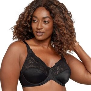 NWOT LILYETTE Women's Black COMFORT LACE MINIMIZIER Underwire Bra SIZE 40DDD.
